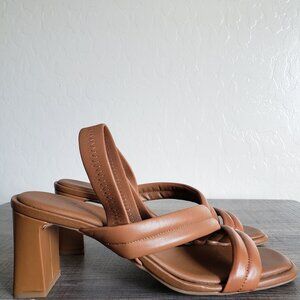 Caslon Lennyn Strappy Leather Slingback Heeled Sandals Brown Size Women's 8.5